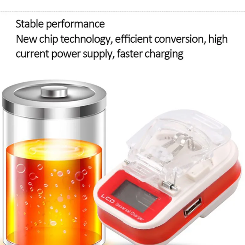Универсальный Батарея USB Зарядное устройство с ЖК экран индикатора США ЕС штекер