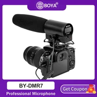 boya by dmr7 condenser microphone mic on camera 3 5mm lcd audio cable recording studio voice professional studio microphone mic