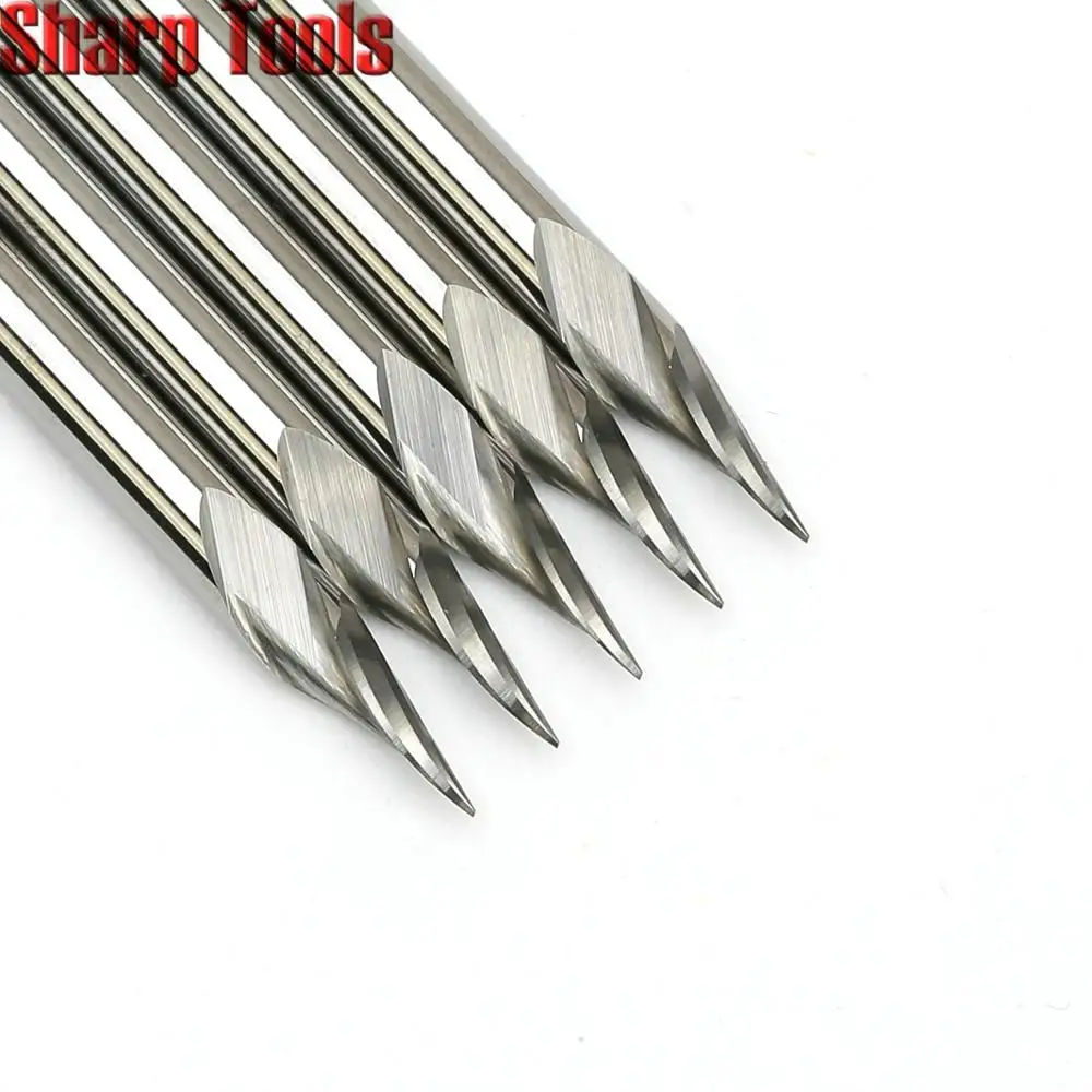 0.2-0.5mm Tip 3.175*30 Angle V Carving 1 Flute Spiral Carbide Engraving Bits CNC Router Tools Grooving Milling Cutters for Metal