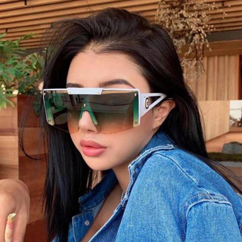 

Женские цельные солнцезащитные очки большого размера с оригинальным логотипом, модные солнцезащитные очки, брендовые дизайнерские очки AAA ...