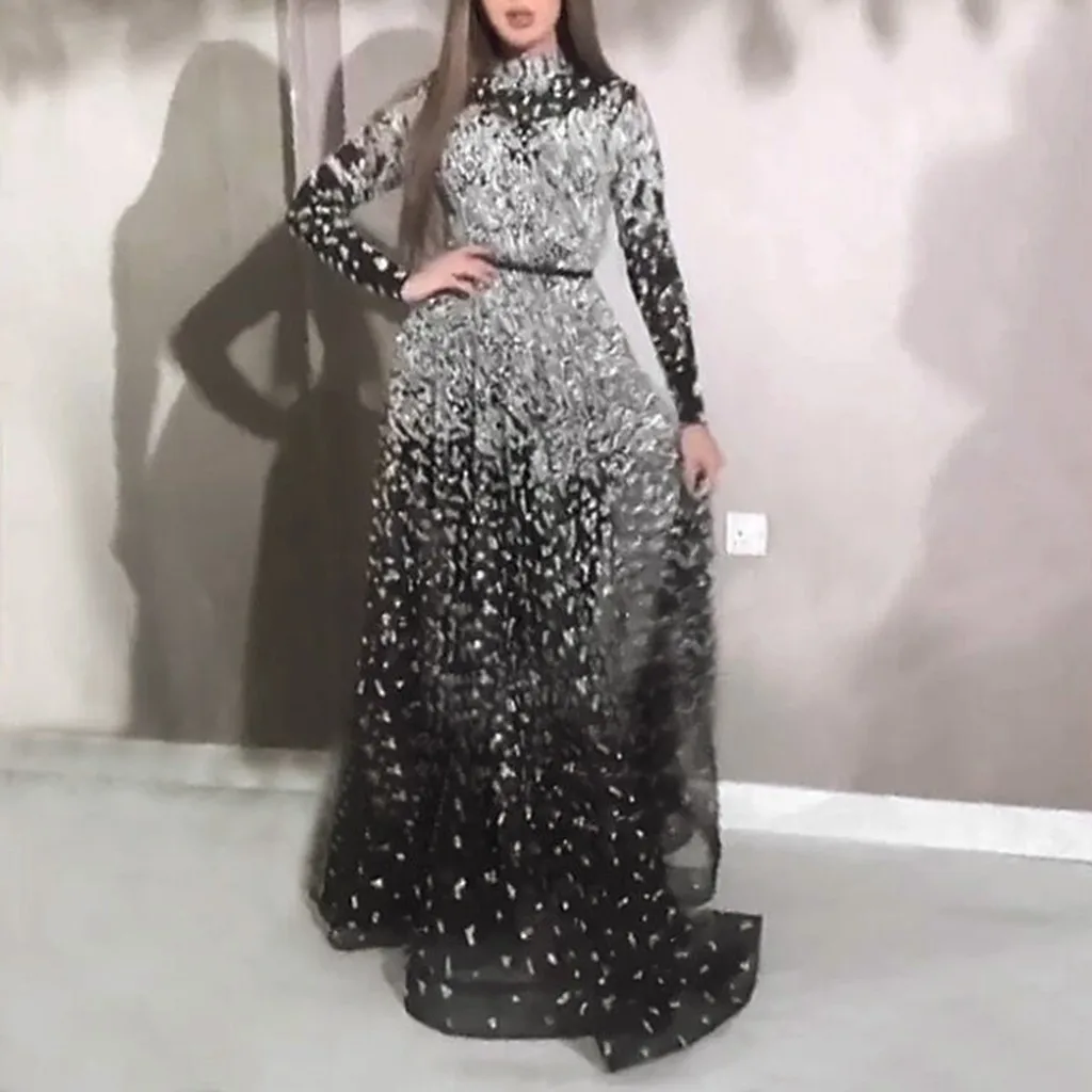 KANCOOLD DRESS платье Sexy Solid Long Sleeve O-Neck Lace See Through Full party Dress fashion new momen 2020JAN7 | Женская одежда