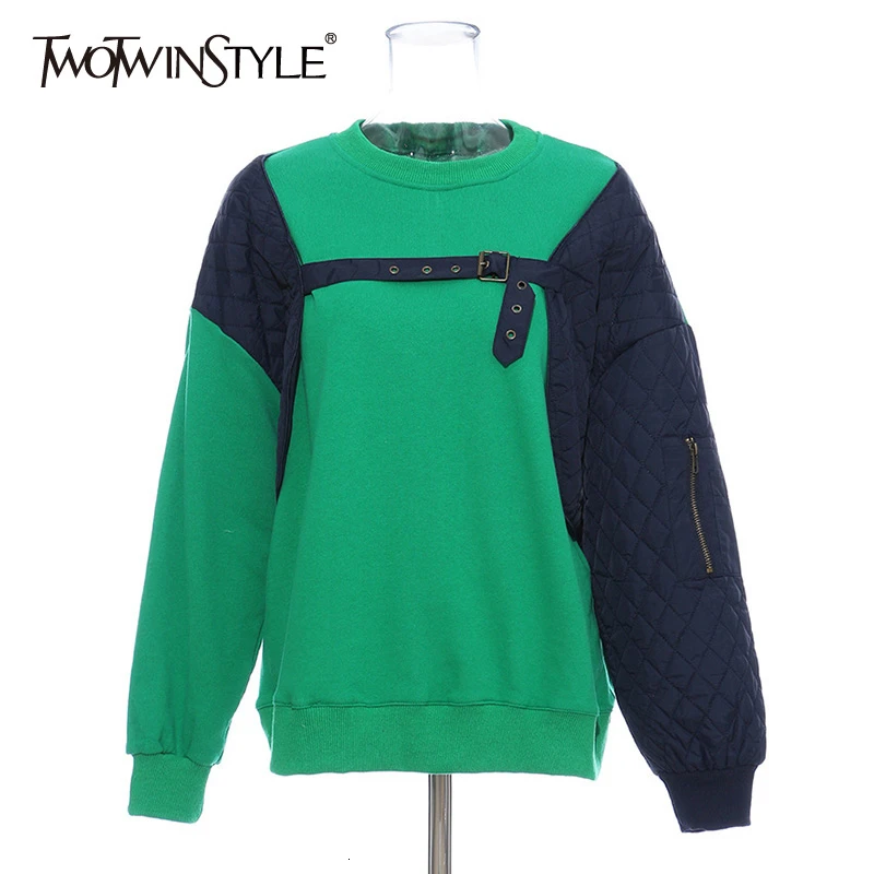 Женская Повседневная Толстовка TWOTWINSTYLE белая свободная толстовка с круглым