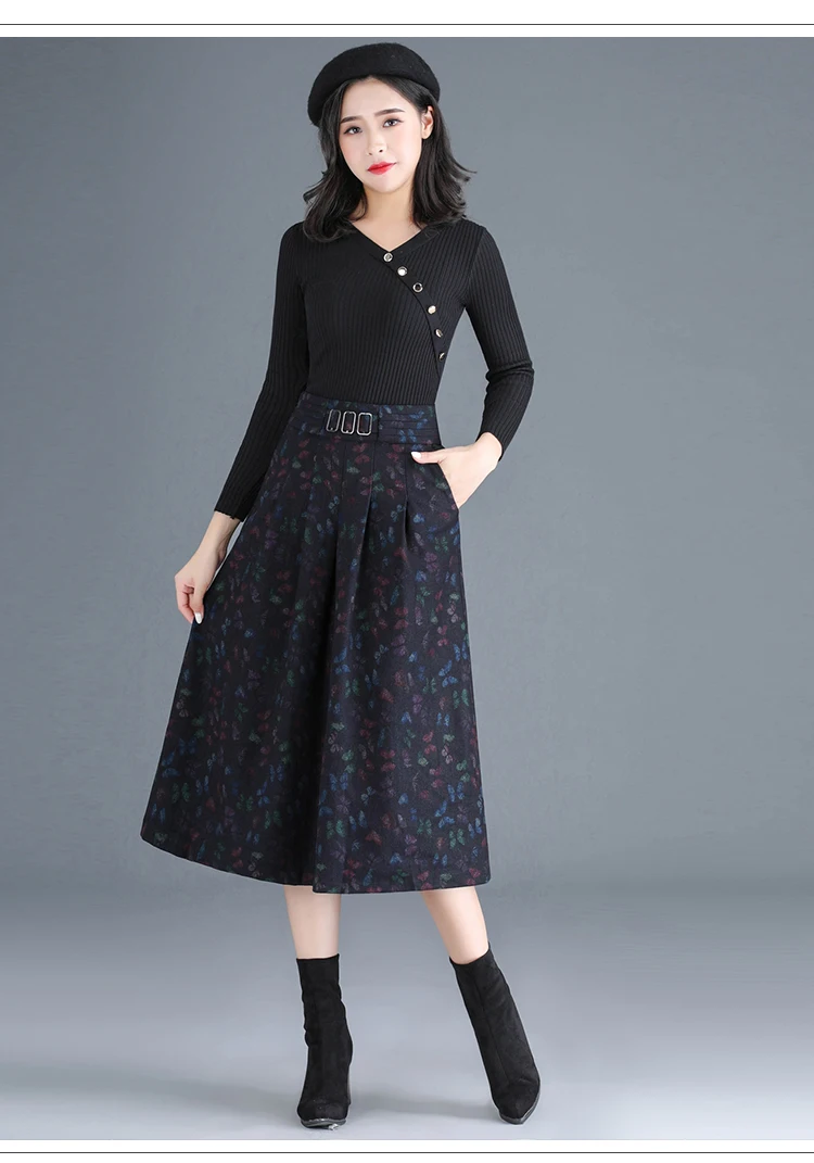 Юбка Женская шерстяная плиссированная до середины икры с завышенной талией и