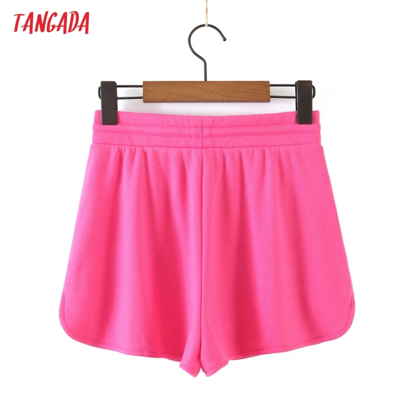 

Tangada 2021 Women Elegant Pink Shorts Pockets Female Retro Basic Casual Shorts Pantalones 8H25