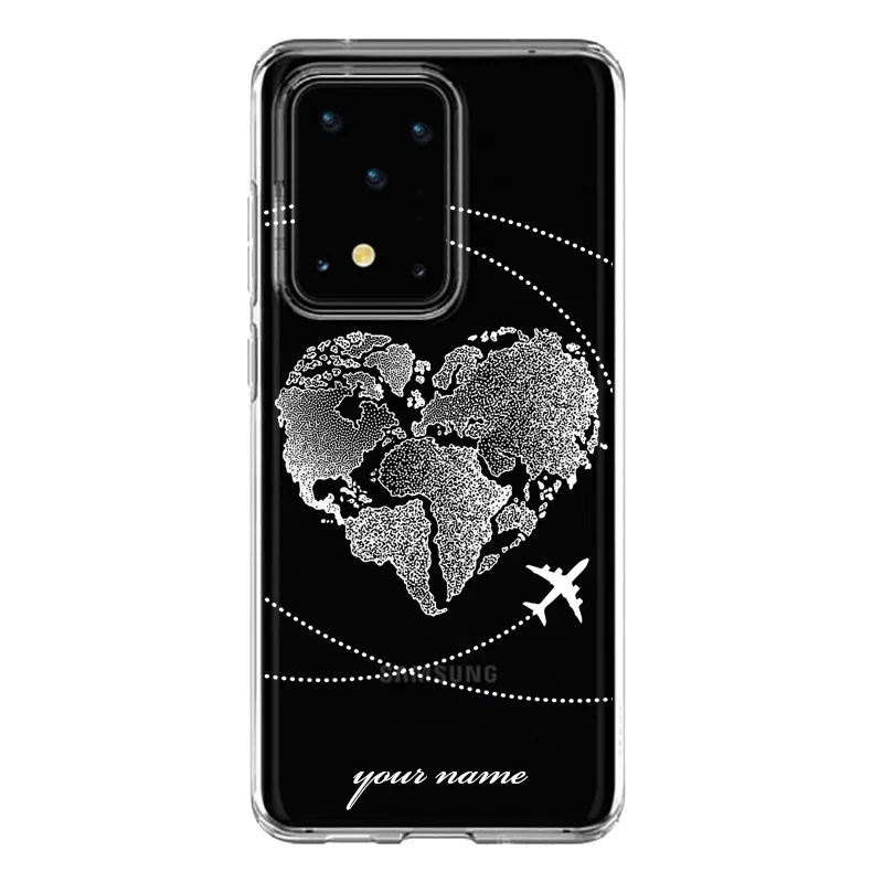 

Custom Name World Map Travel Soft TPU Phone Cases For Samsung Galaxy S21 S20 S6 S7 S8 S9 S10 S10E Lite Plus Ultra FE Cover Coque