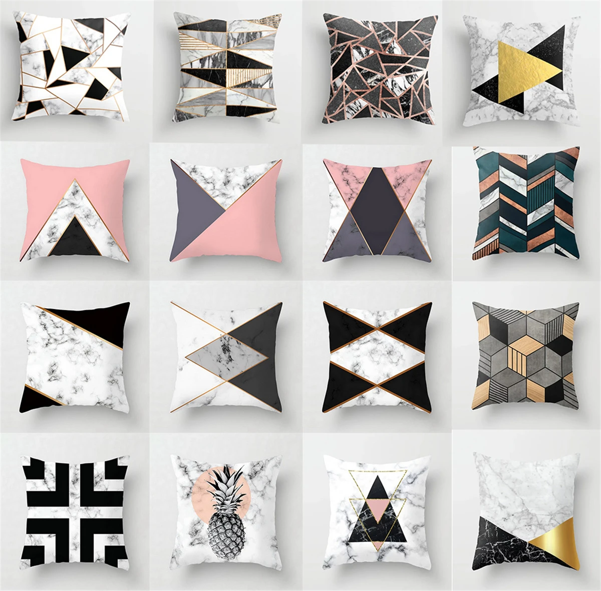 Розовый/Зеленый размером 45*45 см Мрамор подушка чехол полиэстер с геометрическим