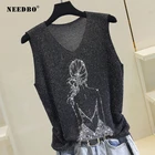 Женский трикотажный топ на бретелях Onesize с v-образным вырезом, Уличная Повседневная майка, Женский Летний Тонкий Яркий шелковый жилет без рукавов, верхняя одежда, топы