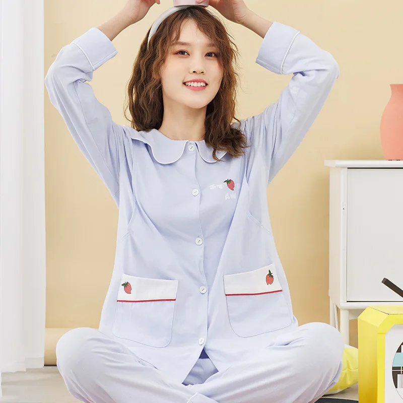 

nursing clothes cotton pajamas underwear for pregnant women after nursing home can be worn in early middle and late pregnancy
