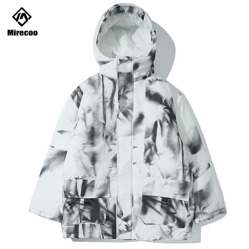 Куртка мужская зимняя с наполнителем чернилами и капюшоном в стиле хип-хоп |