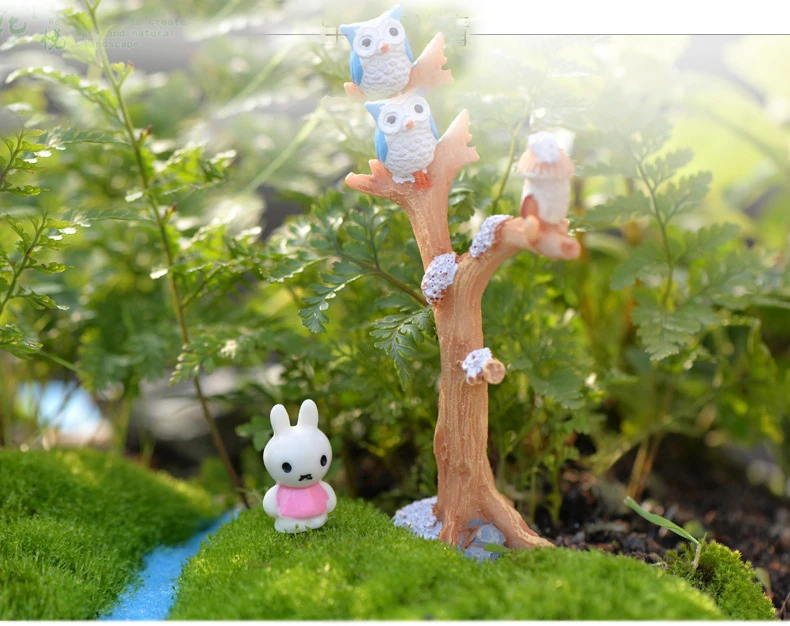 

2pcs DIY Resin Owl Tree Branch Mini Crafts Miniatures Fairy Garden Ornaments Bonsai Micro Landscape Garden Dollhouse Decoration