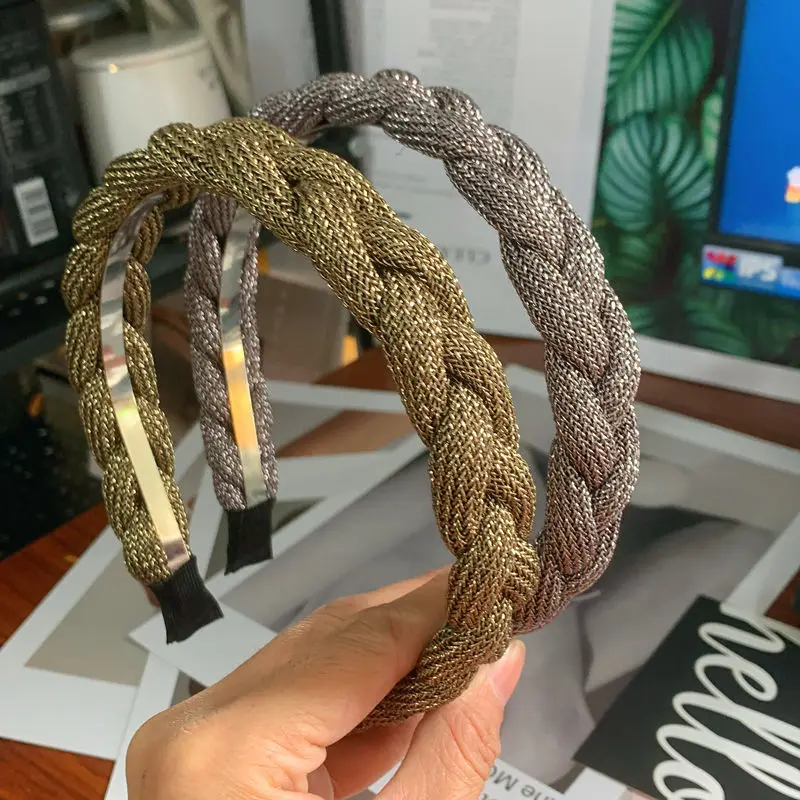 

2021 Золотая проволочная веревка, плетеная ободок, ободок для волос, аксессуары для волос, повязка на голову для девочек, ободок, ободок, диаде...