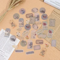 40pcspack gold stamping vintage retro stamp travel plant creative stickers bullet journal deco stationery stickers