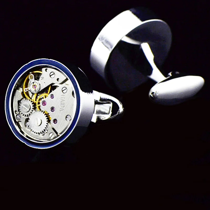 

Металлические медные запонки высококачественные мужские деловые Свадебные повседневные аксессуары Подарки с голубыми краями для часов