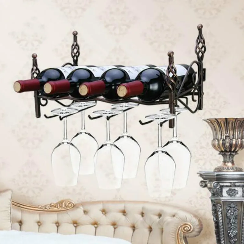 European wrought iron wine glass rack home living restaurant wall upside down WF3141559 | Дом и сад