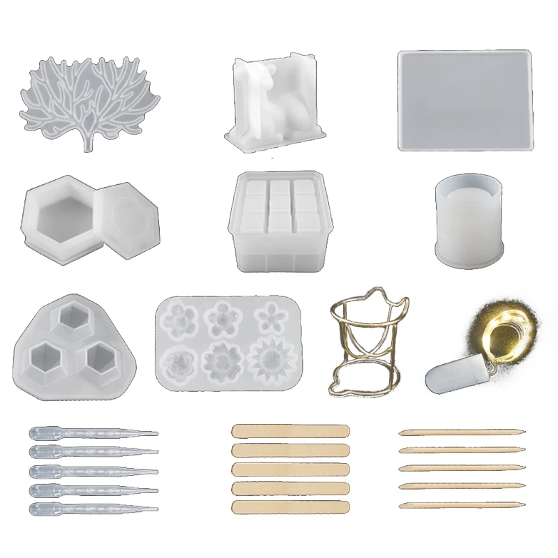 

Silicone Resin Molds Epoxy Molds Deer Makeup Jewelry Display Tray Molds Kit 9-Slot Lipstick Organizer Pen Holder Molds