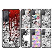 phone case for samsung galaxy s21 s20 fe s22 ultra pro lite s10 5g s10e s9 s8 plus anime girl cartoon japan black soft cover