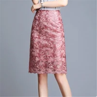 high waist midi skirt women 2022 summer office korean elegant split back sexy pink bodycon pencil skirt