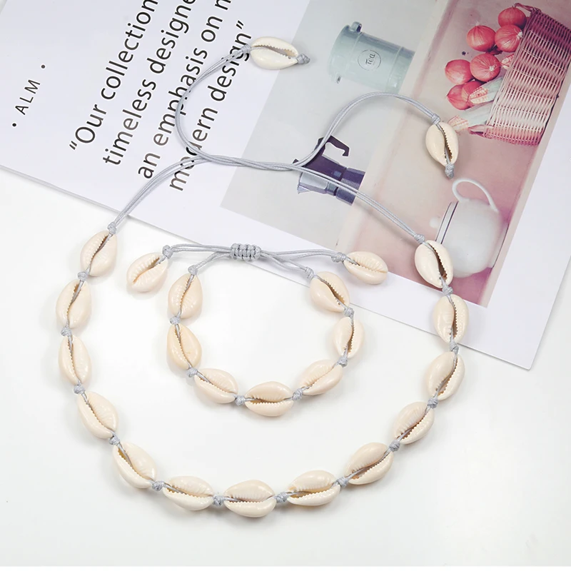 Оригинальное пляжное ожерелье из морских ракушек браслеты модное богемное чокер