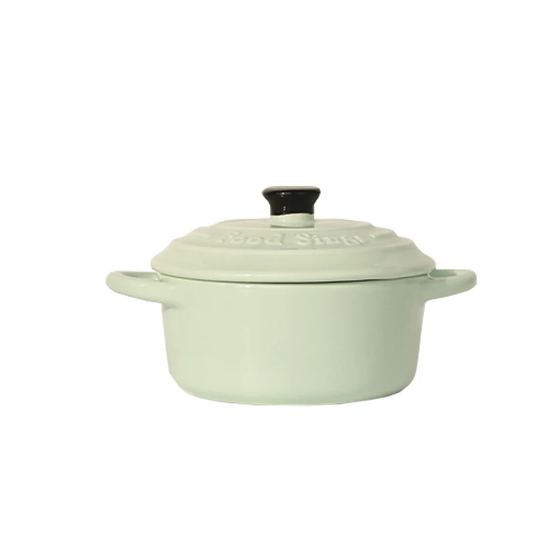 

Creative Colourful Egg Steam Pot Double Ears Baking Bowls with Cover Baby Food Cooking Pot all Sizes