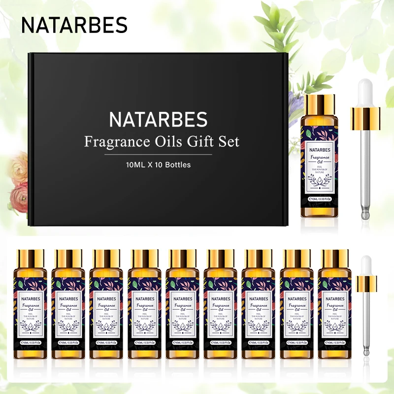 

10pcs Pure Natural Essential Oils Gift Set Shower Diffuser Humidifier Aroma Oil Coconut Vanilla Sandalwood Angel Stress Relief