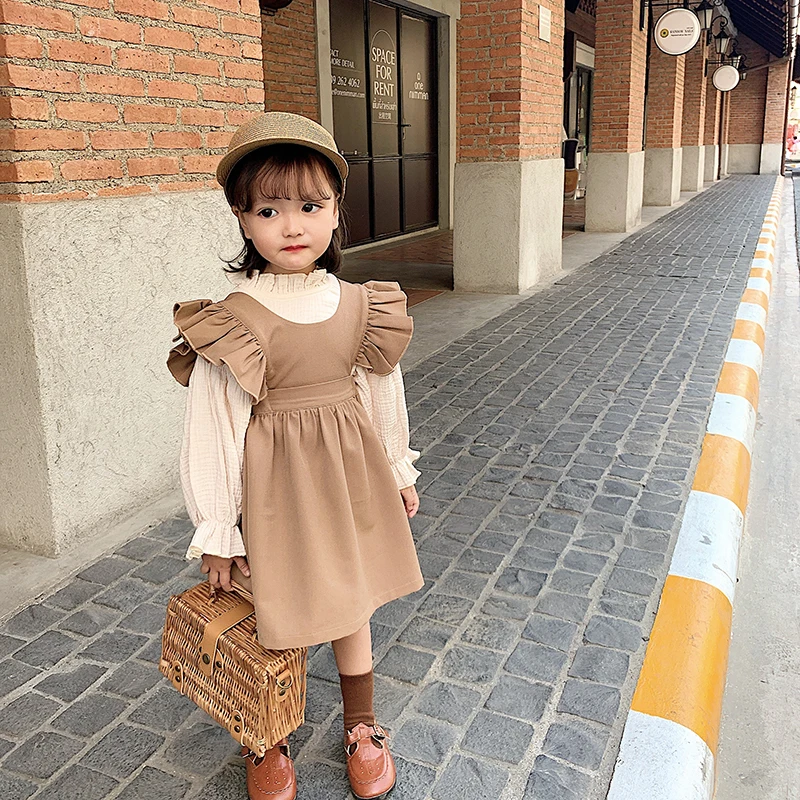 Детское платье новинка 2020 модное однотонное без рукавов с круглым вырезом на