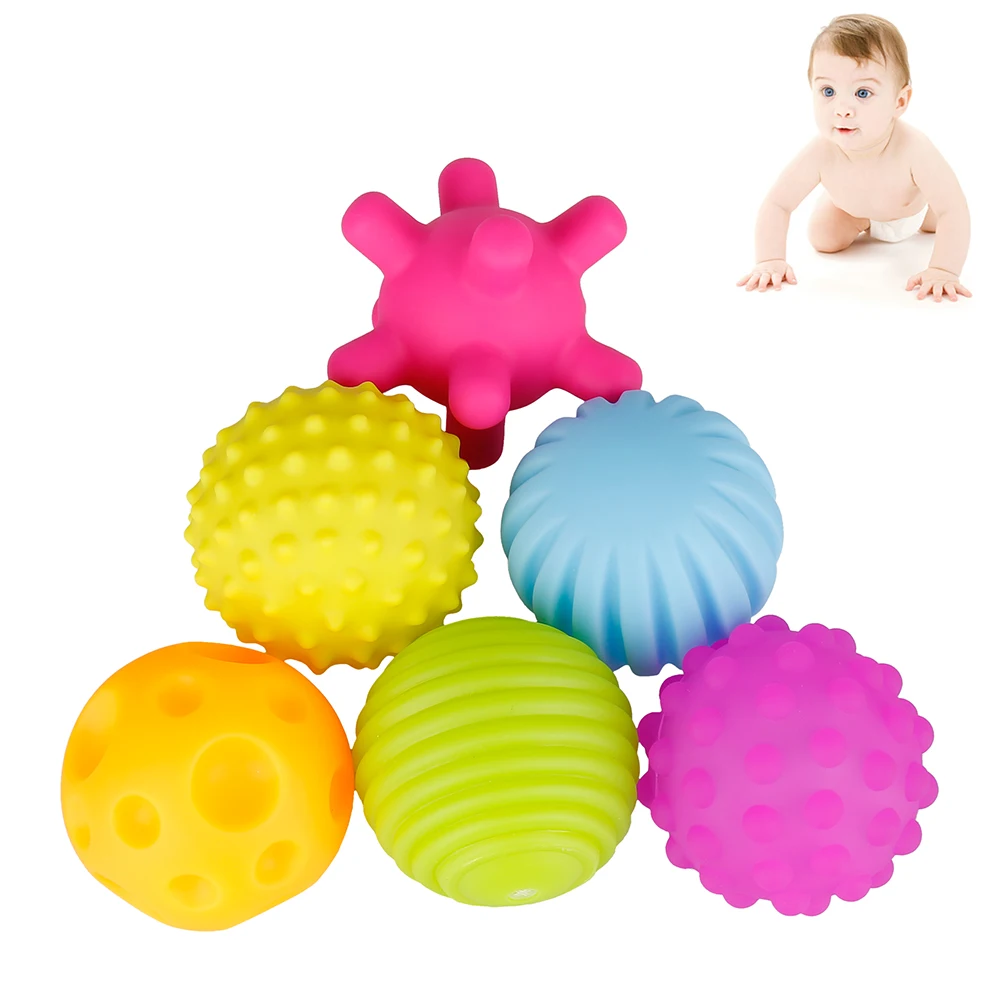 6pcs 6/10 шт, детское нижнее белье, мячи для снятия стресса на заказ игрушечный резиновый мяч текстурированная тактильные Pinch игрушки для ванной ручной шары для детских празднований Обучающие Детские игрушки - Цвет: 6pcs