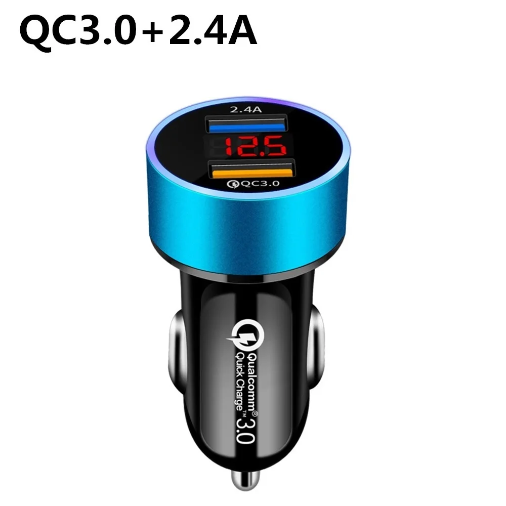 5А автомобильное двойное USB зарядное устройство Быстрая зарядка QC3.0 VOOC DASH мобильный телефон 2 порта Зарядка для iPhone samsung планшет MTK автомобильное зарядное устройство - Тип штекера: QC3.0 Blue