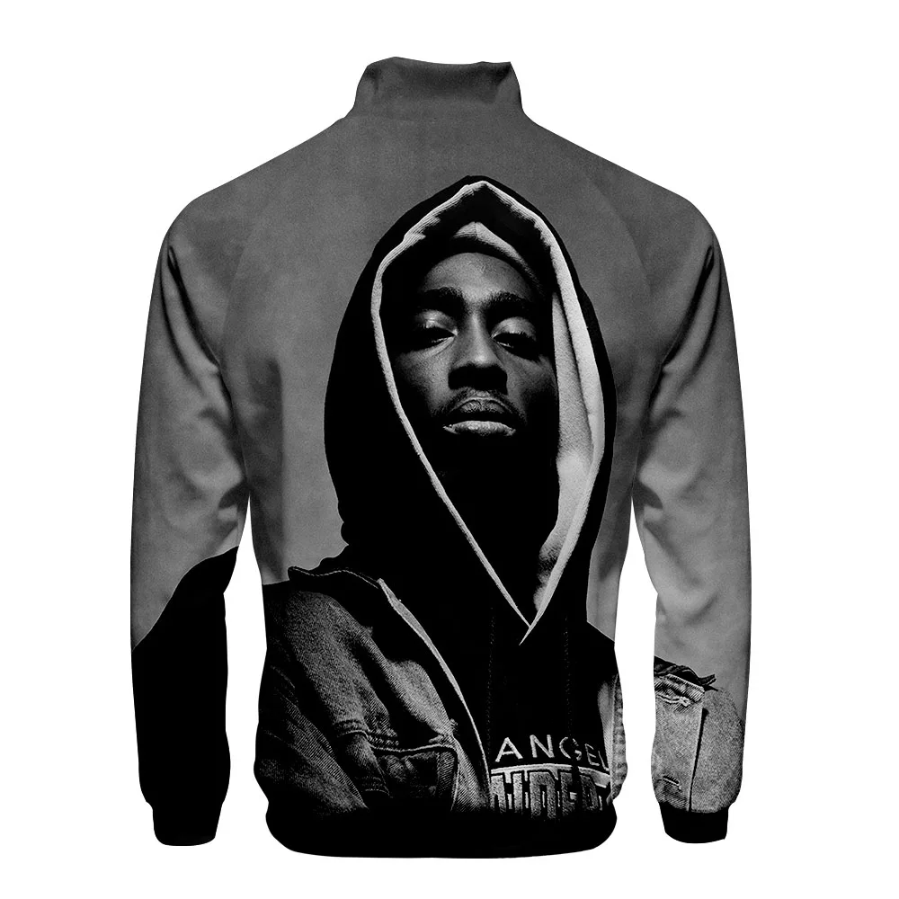Американский рэппер 2PAC 3D прядь воротник молния Толстовка Повседневная Хип Хоп