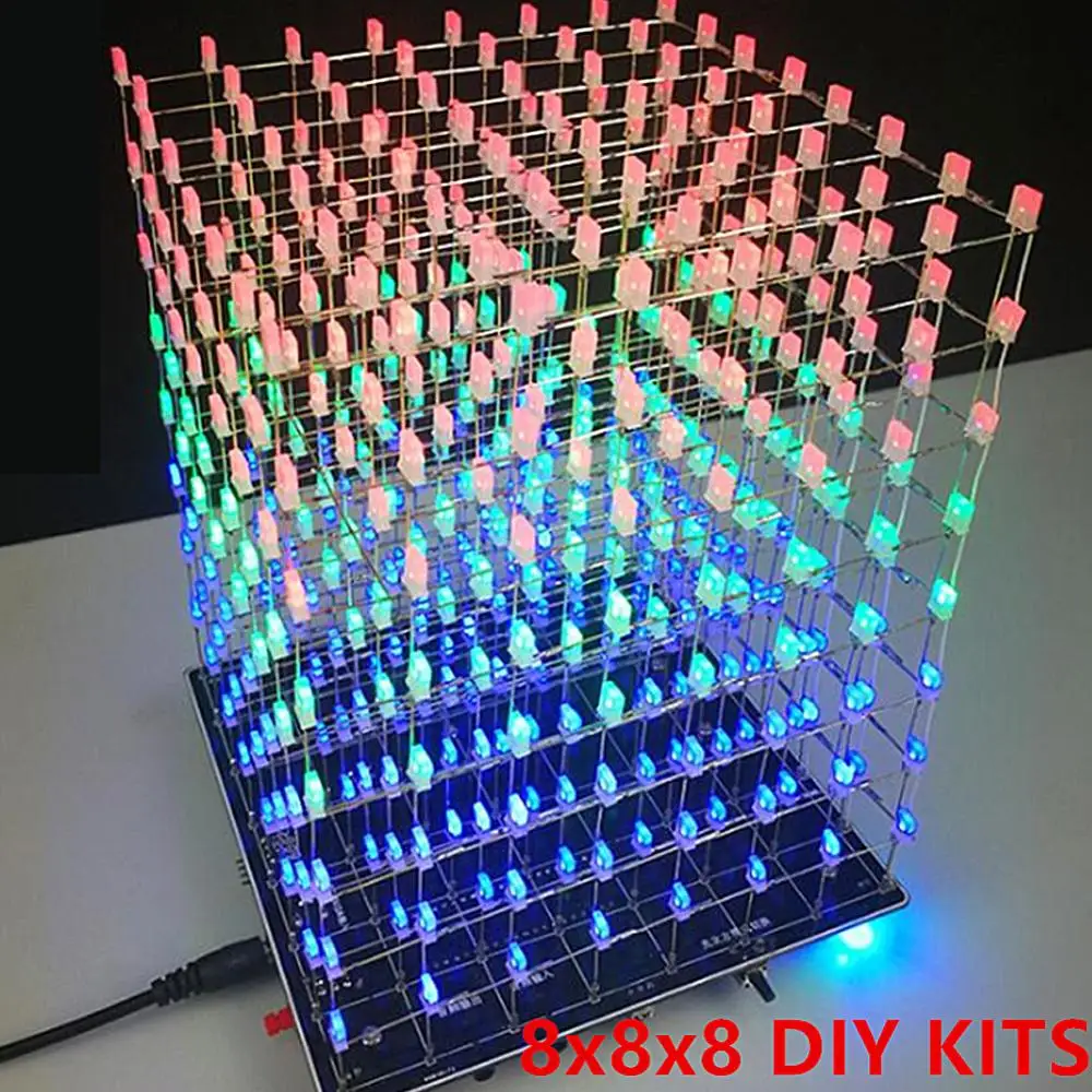 Светодиодный 3D 8S музыка светильник куб комплект 8x8x8 многоцветный светодиодный
