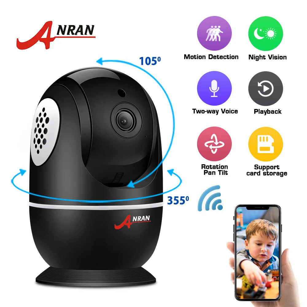 ANRAN 1080P HD ip-камера Wifi двухсторонняя аудио-видео камера Облачное домашнее наблюдение ночное видение камера безопасности Детский монитор