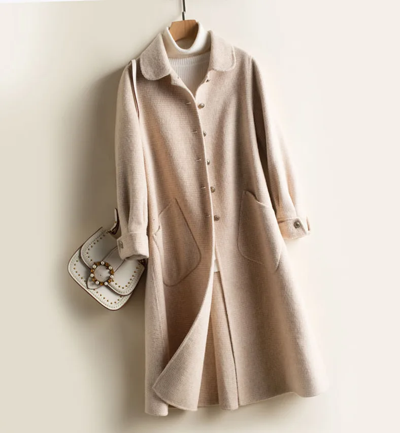 Куртка женская осенне-зимняя 100% шерсть двубортное шерстяное пальто ручной