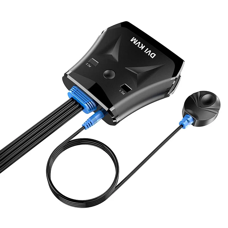 2 порта Dvi KVM переключатель двойной монитор компьютерный с внешней кнопкой