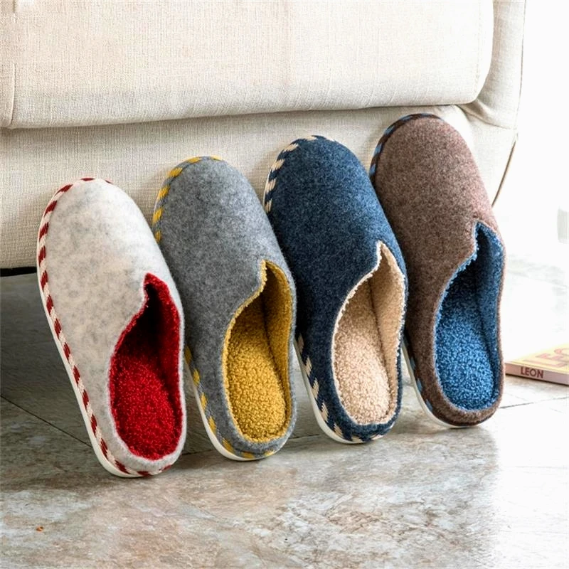 

Теплые новые мужские зимние хлопковые Тапочки плюшевая удобная мягкая подошва женская обувь нескользящие повседневные домашние тапочки д...