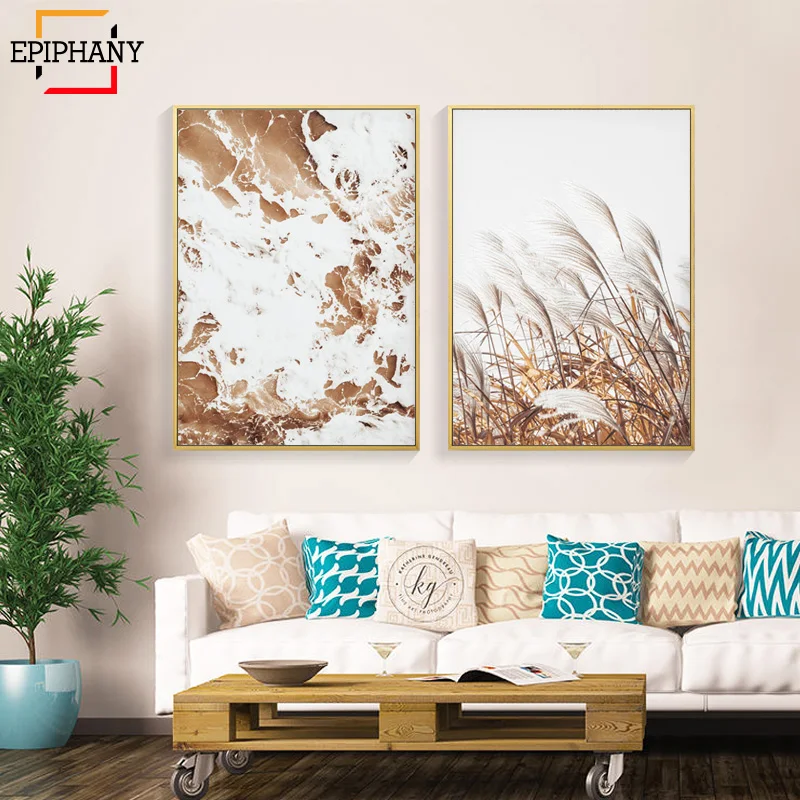 Картина на холсте растительная современный минималистичный постер