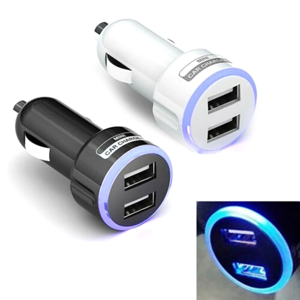 Купи 1x QC3.0 Double USB Port LED Universal Auto Car Socket Lighter Fast Charger Adapter Mini Car Accessories 65*32*32mm Black White за 179 рублей в магазине AliExpress