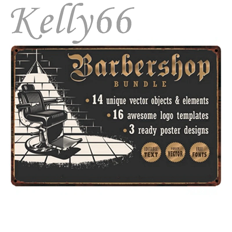 [Kelly66] парикмахерской металлический знак олова плакат домашний Декор Бар