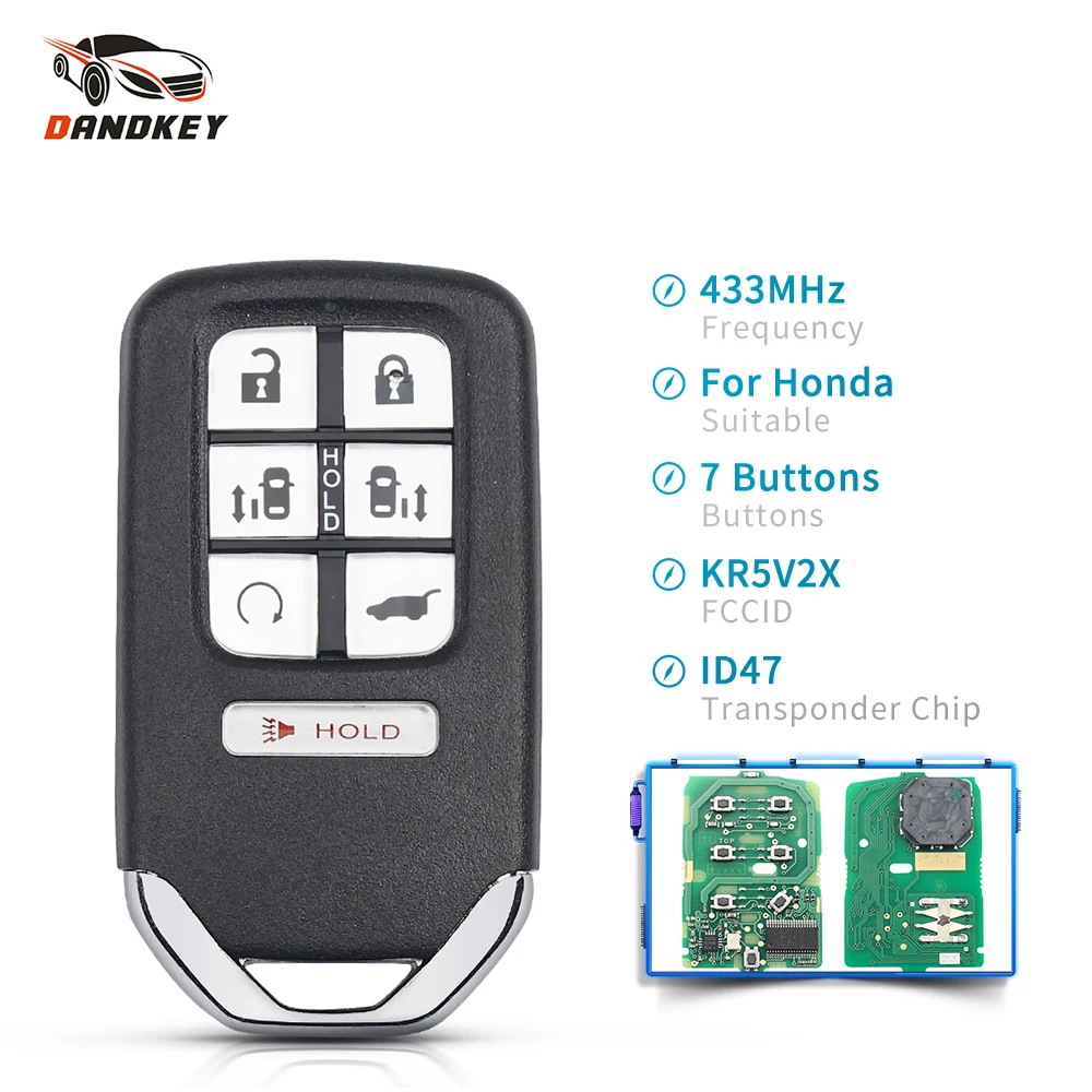 Dandkey 6 + 1 7 кнопок KR5V2X умный дистанционный ключ для Honda Odyssey 2018 2019 транспондер 4D47 / ID47