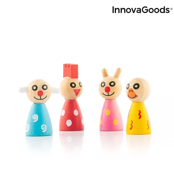 Набор деревянных столов с Животные Паке InnovaGoods 18 штук | Игрушки и хобби