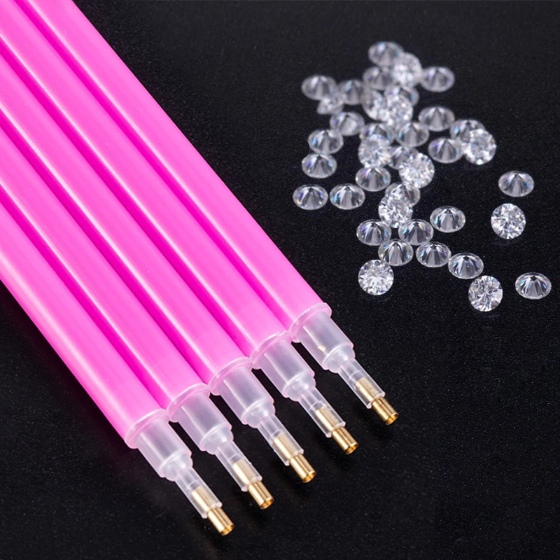 

Nail Art Tools Pretty Manicure Professional Nail Rhinestone Gem Picker Pink Crystal Dotting Pen Ongles Materiel Professio 5 Pcs