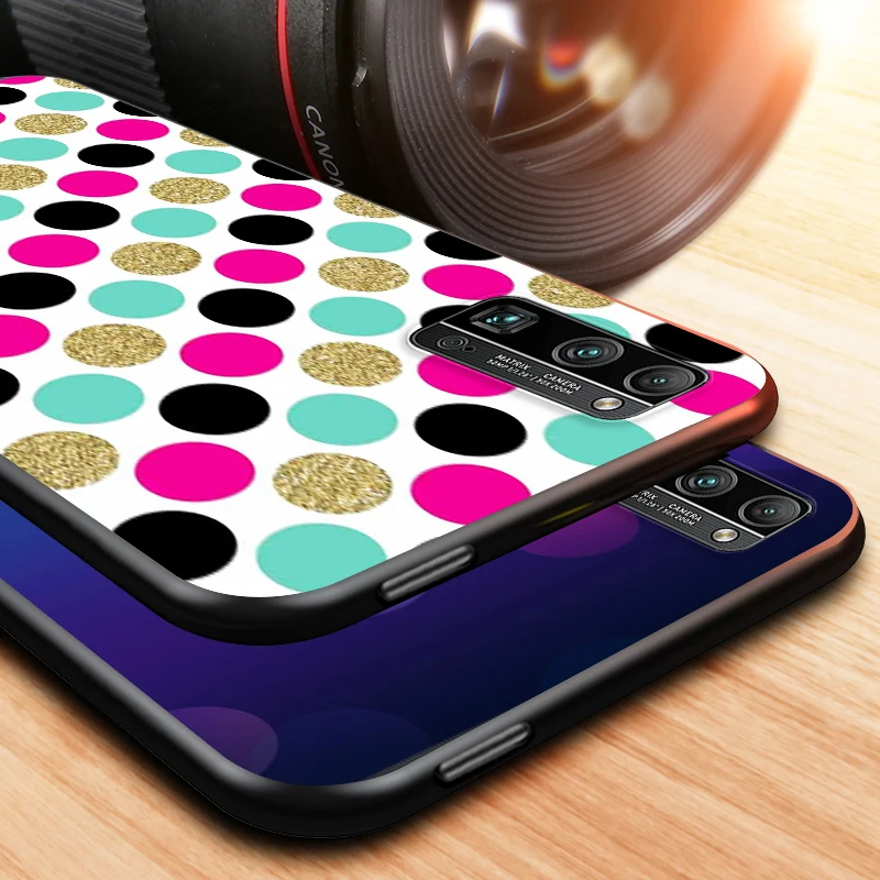 

Colorful Polka Dots for Huawei Honor V30 20 Pro 20 10i X10 9S 9A 9C 9X 8X 10 9 Lite 8A 7C 7A Pro Black Phone Case