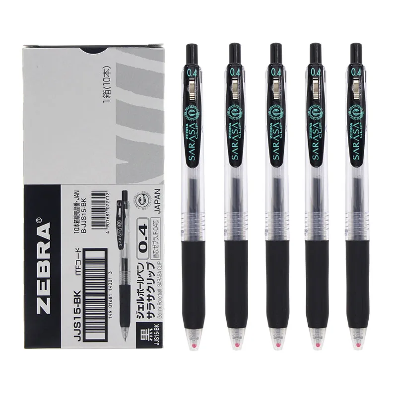 ZEBRA JJ15 Press Pen Refill 0.3mm&0.4mm Student Office Writing JJS15 Black Pen 10pcs/Lot