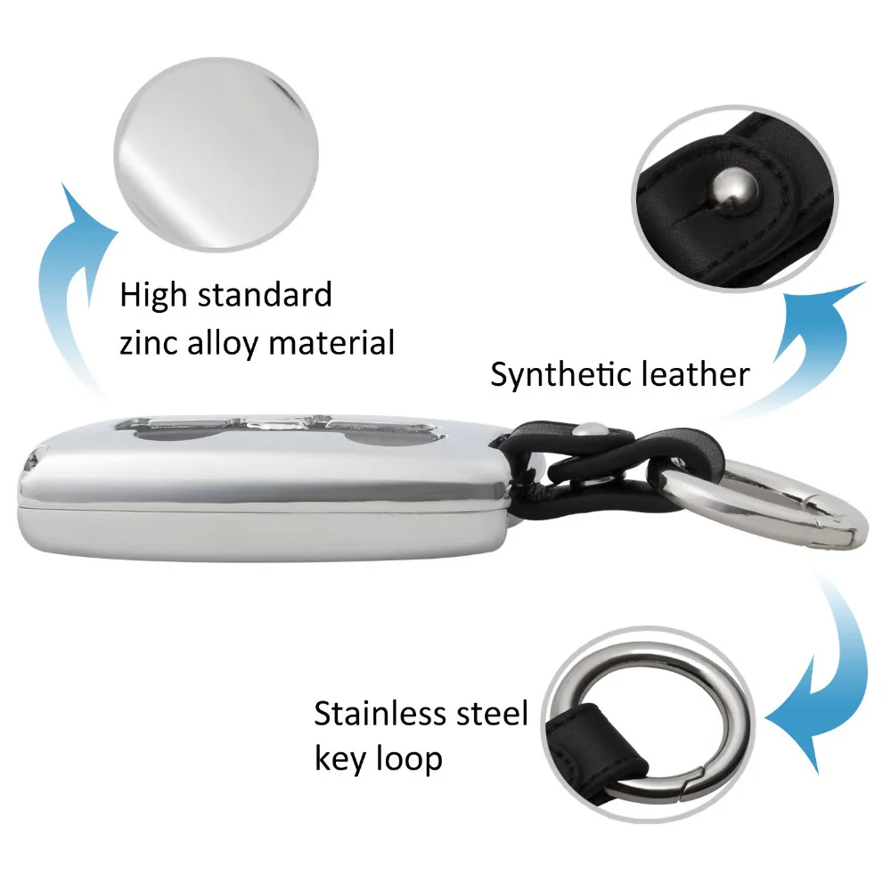 Chuang Qian Remote Control Key Fob Cover Silver Hard Zinc Alloy Keychain Case Shell for Jeep Renegade all years (Silver) | Автомобили и
