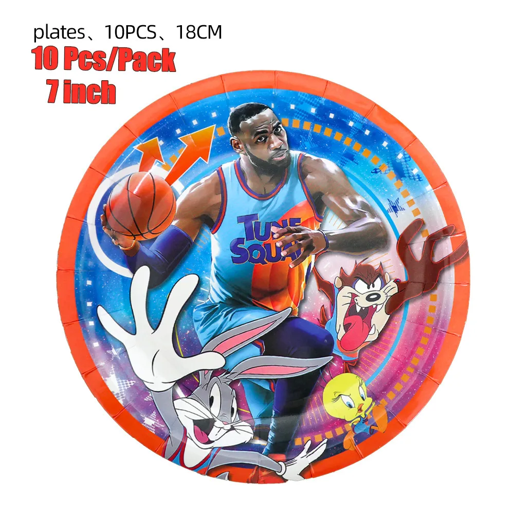 Space Jam-vajilla desechable para decoraci&oacute;n de fiesta de cumplea&ntilde;os, suministros de fiesta de baloncesto, fiesta de cumplea&ntilde;os, fiesta de bienvenida de beb&eacute;-2