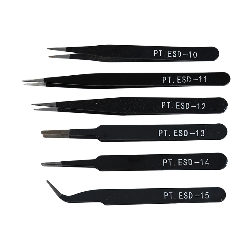 

Anti-Static Carbon Steel Tweezers Electronics Industrial Precision Curved Straight Tip Phone Maintenance Repair Hand Tool