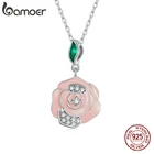 Ожерелье с розой bamoer BSN222, ожерелье из стерлингового серебра 100% пробы с романтическим розовым цветком, подарок для девушки, 925 Оригинальный дизайн