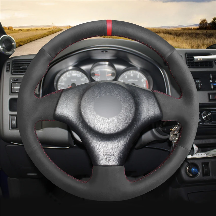 Черная замша красный маркер Handsewing чехол рулевого колеса автомобиля для Toyota RAV4