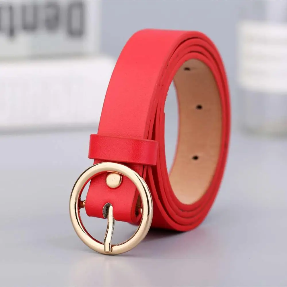 

New style black women belt fashion retro style jeans trousers dress imitation leather belts round gold buckle waistband