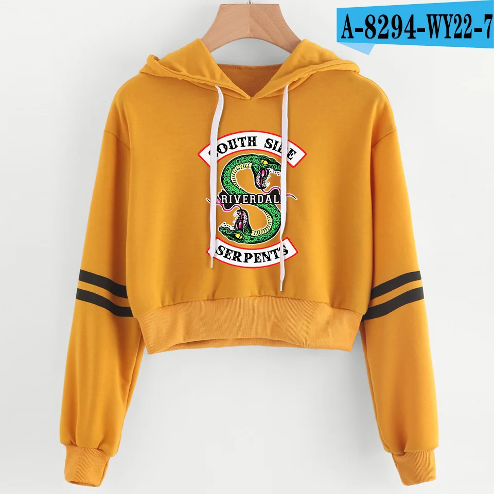 Женский укороченный топ рубашка с длинным рукавом толстовка капюшоном свитер