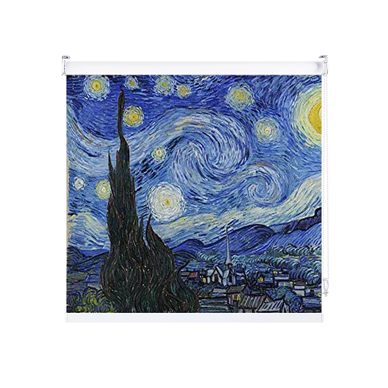 Пользовательские роликовые жалюзи Блэкаут окна Звездная ночь Винсент Ван Гоа