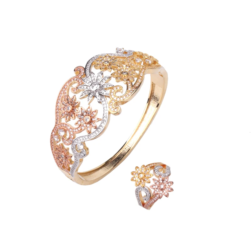 Роскошный модный Европейский многоцветный браслет с кольцом медные циркониевые